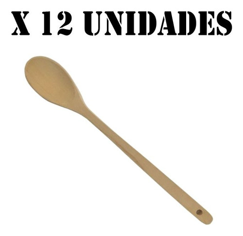 Cuchara X12 Remo De Madera 25 Cm Para Cocina Olla Sarten-