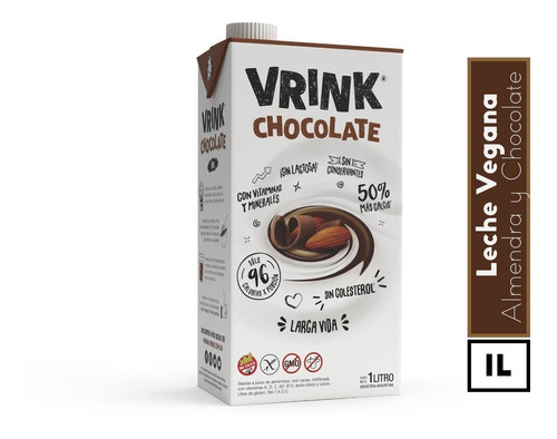 Leche De Almendras Vrink Chocolate X 1l Vegana Sin Tacc 