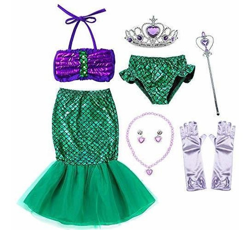 Disfraces De Princesa Sirena Verde Para Niñas Pequeñas Con D