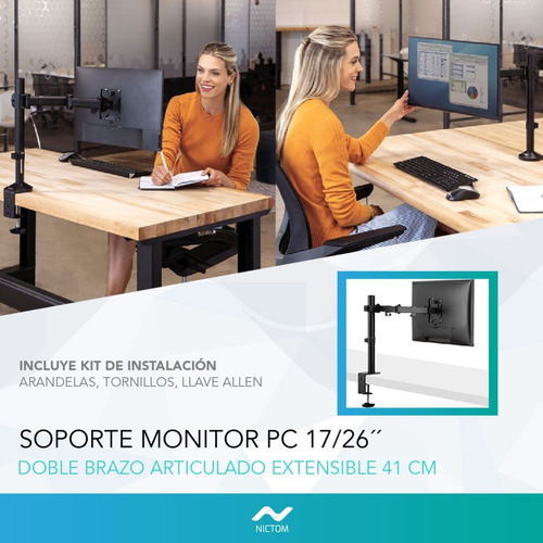 Imagen 3 de 6 de Soporte De Mesa Para Tv/monitor Nictom Sm03 13 A 27