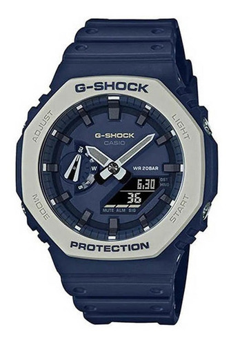 Reloj Casio G-shock Ga-2110et-2adr Color De La Correa Azul Marino Color Del Bisel Plateado Color Del Fondo Gris