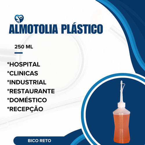 Almotolia Plástica Transparente 250 Ml Com Bico Reto 5 Uni