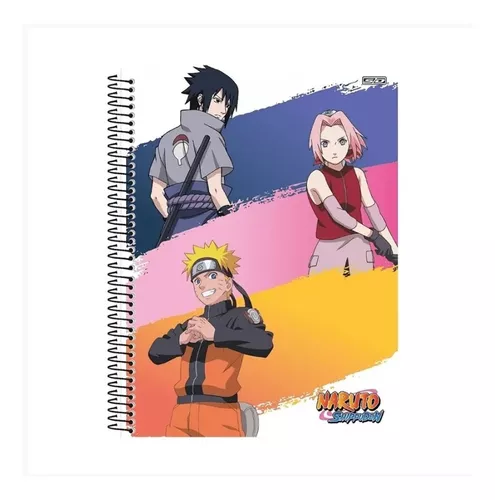 Caderno de Cartografia Sasuke Uchiha Caderno Desenho 96Fls