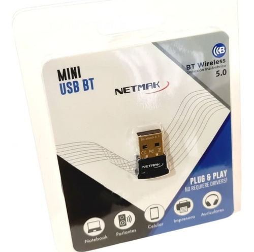 Imagen 2 de 2 de Adaptador Usb Bluetooth V5.0 + Edr Netmak Bt9 Pc Notebook