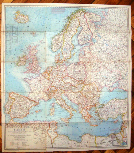 Mapa Nat Geo Europa 1971 Solo Sin Revista Paises Suecia Ingl
