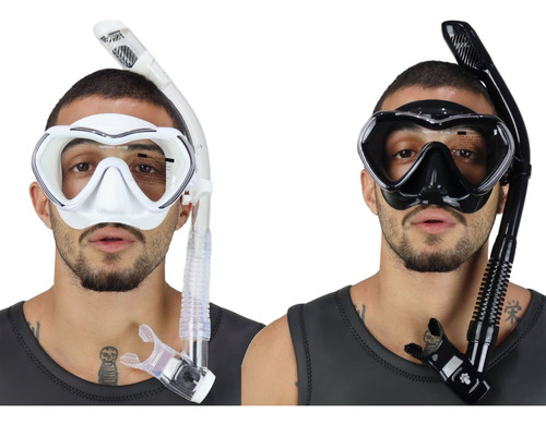 2 Kits De Mergulho Aquatic Dry Dive Motion - Preto E Branco