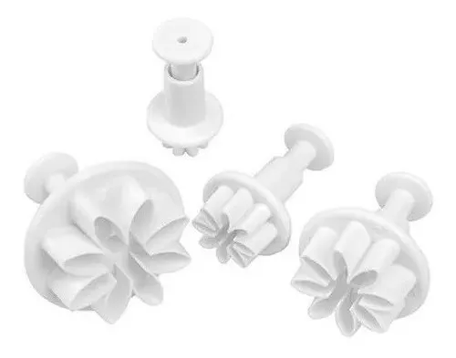 4 Molde Fondant Cortador Con Expulsor Fondant Flor Margarita