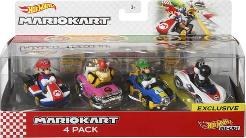 Hot Wheels Mario Kart - Paquete De 4 Personajes Y Karts En .