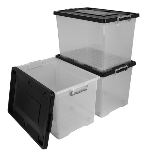 Caja Organizadora Plástica Grande C/ruedas X3 75l 62x40x40