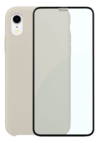 Capinha Silicone Aveludada Compatível iPhone XR + Película3d Cor Branco Sujo