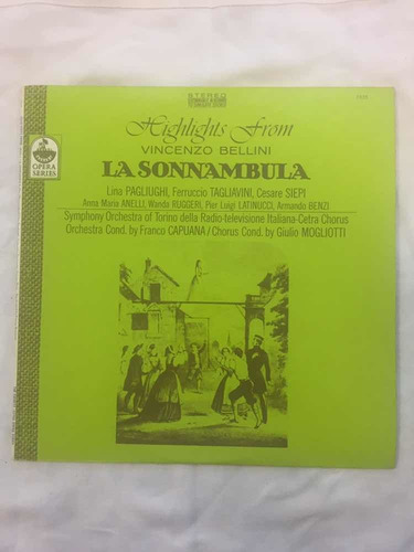 Disco Vinilo Lp Vincenzo Bellini La Sonnambula Opera Series