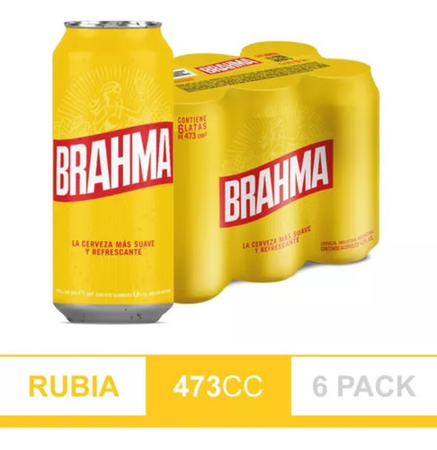 Cerveza Brahma Chopp Lata  473ml  X6 Unidades