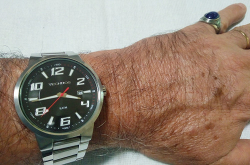 Relógio De Luxo Technos Masculino Prata Original Redondo