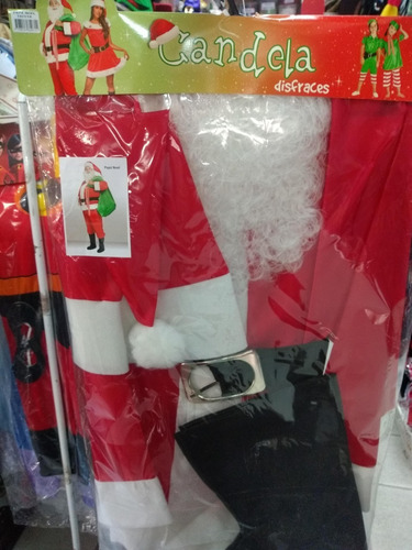 Imagen 2 de 5 de Disfraz Papa Noel Santa Claus Navidad Tela Tafeta