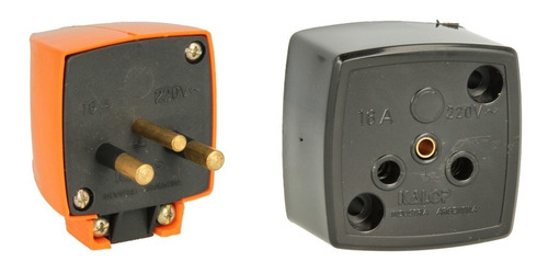 Kit Ficha Industrial Conector Enchufe 2x16a 220v Con Neutro