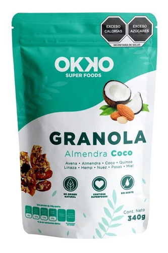 Granola Almendra Con Coco 100% Natural 340g Okko