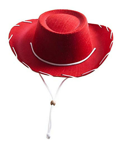 Sombrero Vaquero Infantil De Fieltro Rojo.