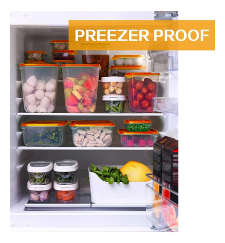 Set 17 Tuppers Contenedores De Alimentos Multitamaño Colores Naranja
