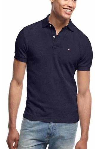 Camisa Polo Masculina Original Tommy Hilfiger Azul Marinho