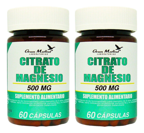 Pack 2 Citrato De Magnesio 500 Mg 120 Cápsulas