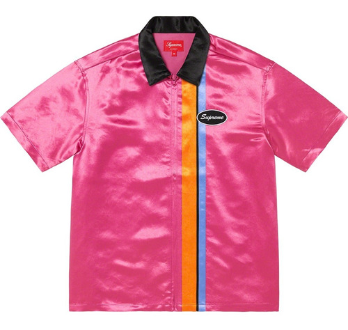 Camisa Supreme Satin Zip Up S/s Work Shirt Original Hype