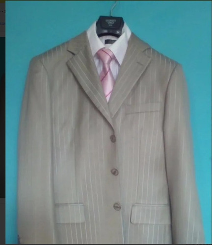 Traje Para Caballeros Color Beige De Rayas T#40 (Usado)