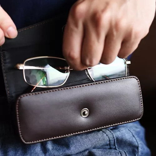 2 Fundas De Piel Para Gafas Para Hombre, Cinturón De Piel Po