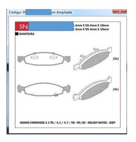 Pastilha De Freio Jeep Grand Cherokee  3.1td\4.0i\4.7i V8 99