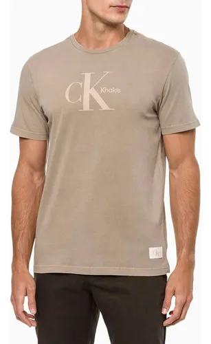 Camiseta Masculina Khakis Calvin Klein Jeans Caqui Claro