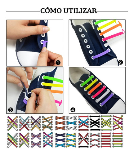 Cordones De Silicona, 5 Pares Agujetas Elasticas Cintas