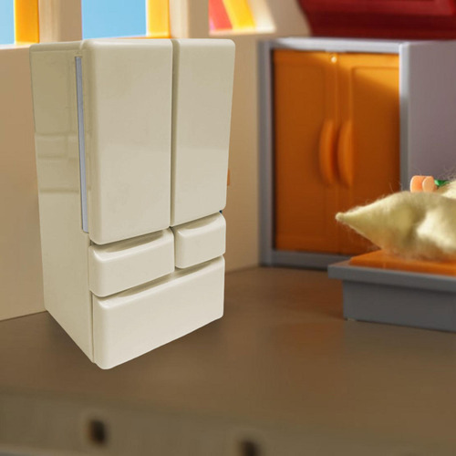 Mini Frigorífico Para Casa De Muñecas, Diseño Amarillo