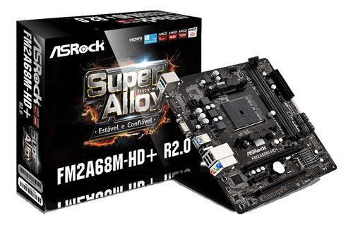 Imagem 1 de 4 de Placa-mãe Asrock Fm2a68m-hd+ R2.0 Amd Fm2+ Matx Ddr3