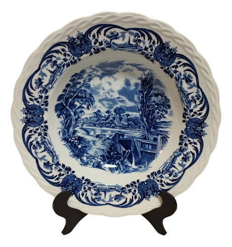 Plato Decorativo Porcelana Destaques Azul Cobalto England 22