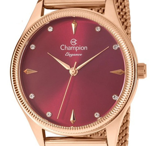 Relógio Feminino Champion Vermelho Rosê Style Elegance