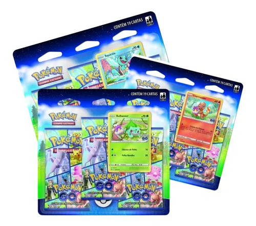 Blister triplo cartas pokemon tcg charmander coleção pokemon go em