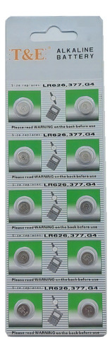 Blister 10 Pilas Boton Lr626 Ag4 377a 1,5 Baterias Alcalinas