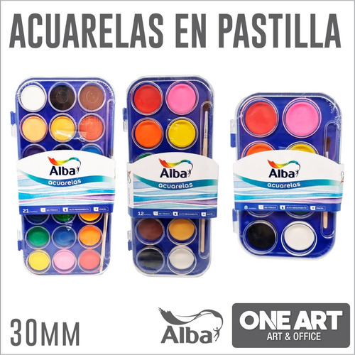 Acuarelas Alba En Pastillas X 21 Colores Pack X1