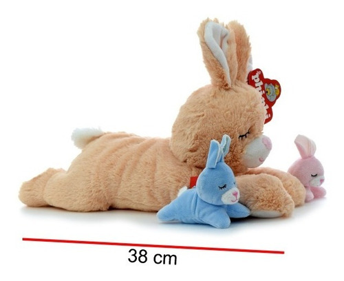 Mama Conejo Con 2 Hijos 38cm - Orig Phi Phi Toys