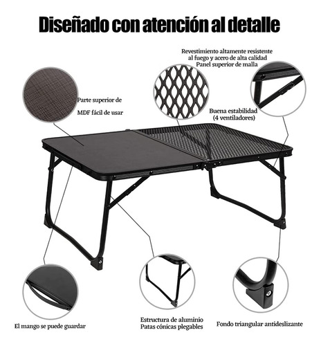 2 En 1 Mesa De Camping Portátil Con Malla De Computadora