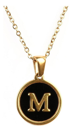 Collares Mujer Con Inicial Letra - Acero | Baui Accesorios Color M -negro