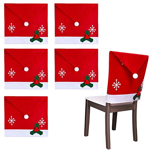 6 Fundas De Silla De Navidad Gorro De Santa Claus, Fund...