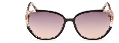 Lentes De Sol Morado Espejados Guess Gu788201z Color Negro Varilla Negro Armazón Negro