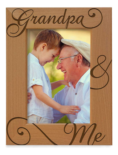 Marco Foto Madera Natural Grabado I Love You Grandpa Day & 4