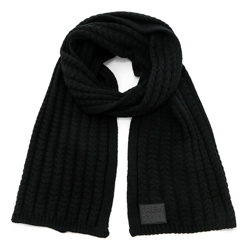 Bufanda Trendy Tejida Relieve Acrílico Suave Y Ligera Negro Liso