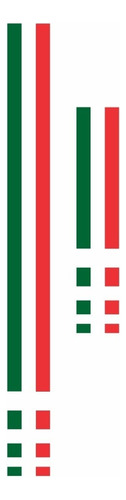 Kit Adesivos Compatível Palio Itália Faixas Capô + Teto R693 Cor Verde E Vermelho