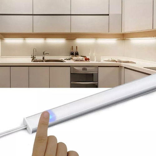  Luz Led 80cm Aluminio Alacena Cocina Dimmer Touch Listo Uso