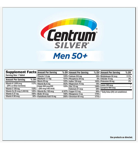 Centrum Silver Multivitaminico Hombre 50+ 275 Tabletas