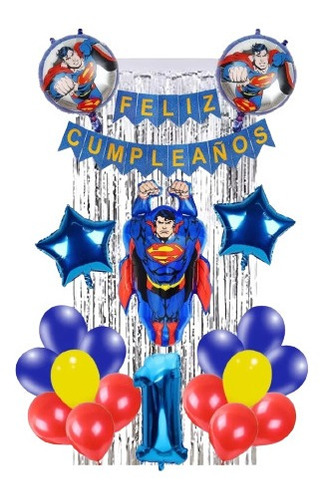 Globos Super Man Decoración Fiesta Cumpleaños X 32 Pcs. 