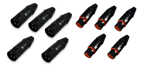 Paquete 5 Plugs Y 5 Jacks Canon Negro Alta Calidad Xlr