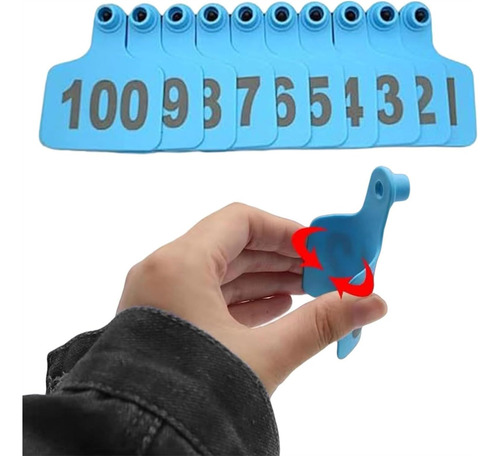 001-100 Aretes Para Cerdo Ganado Numeros Láser Con Pinza